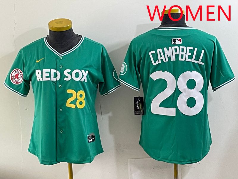 Women 2025 Boston Red Sox #28 Campbell Dark Green Joint Name Nike MLB Jersey style 7